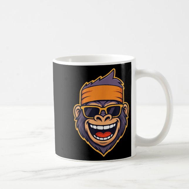 Cool Ape Gorilla Head Funky Monkey Retro Bandana C Kaffeetasse (Rechts)