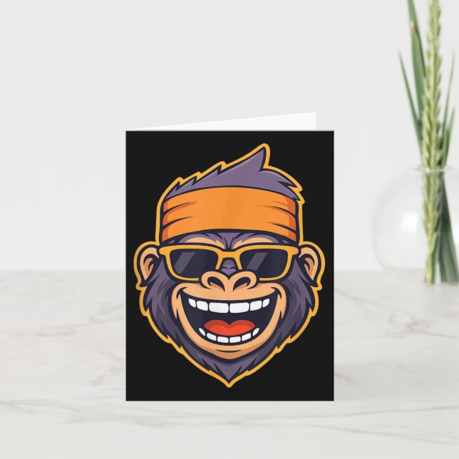 Cool Ape Gorilla Head Funky Monkey Retro Bandana C Karte (Vorderseite)