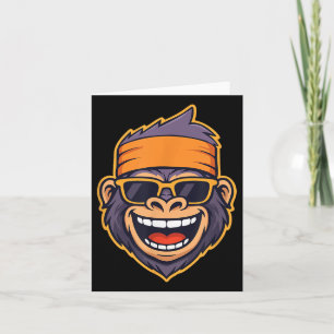 Cool Ape Gorilla Head Funky Monkey Retro Bandana C Karte