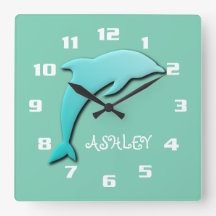 Cool Aqua Blue Dolphin Monogram