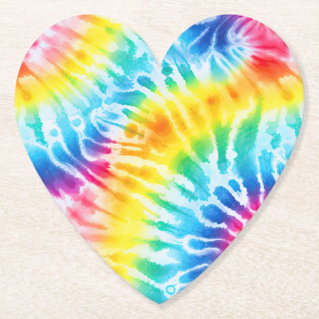 Cool Aqua Red Blue Yellow Orange Gefärbte Krawatte Untersetzer (Vorderseite)