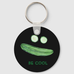 Cool as a Cucumber "BE COOL" Funny Watercolor Face Schlüsselanhänger
