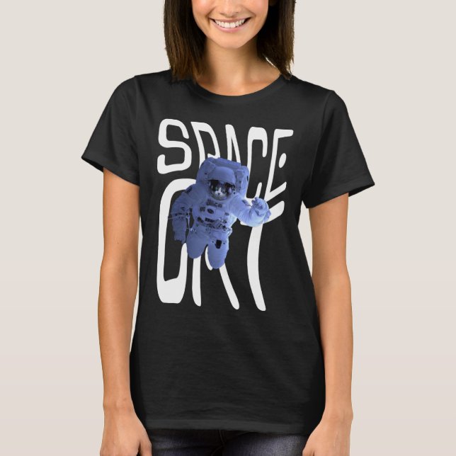 Cool Astronaut Space Cat T-Shirt (Vorderseite)