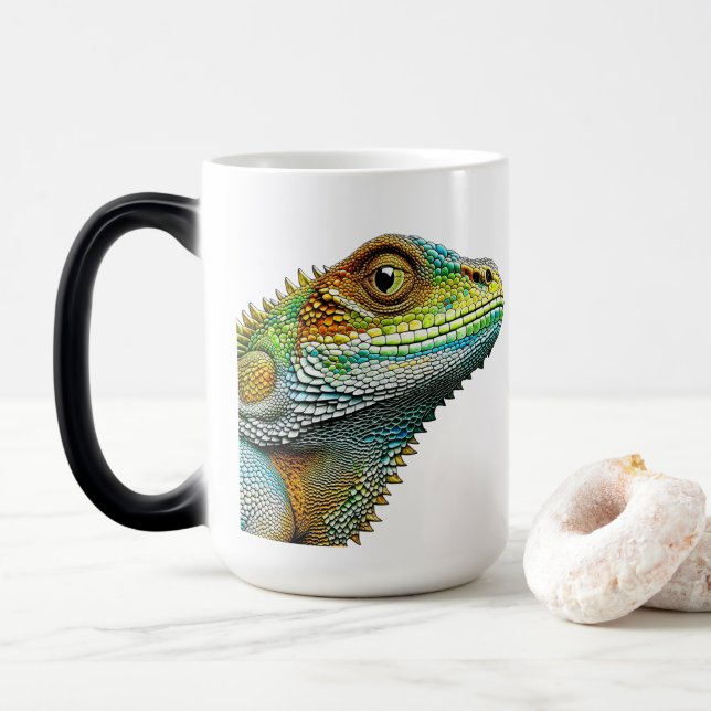 Cool aussehende Lizard AI Art Verwandlungstasse (Mit Donut)
