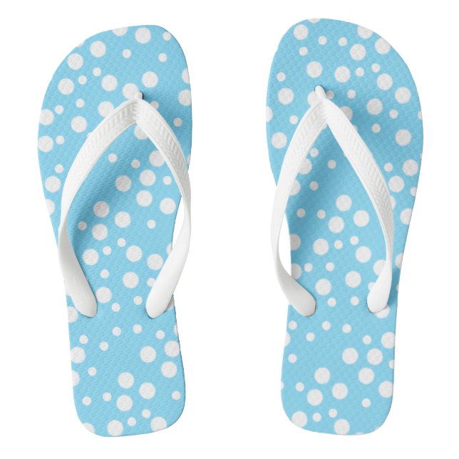 Cool aussehender White Polka Dots Light Blue Drehe Flip Flops (Fußbett)