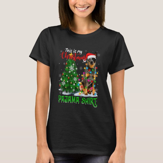 Cool Australian Cattle Dog Christmas Tree Lights S T-Shirt (Vorderseite)