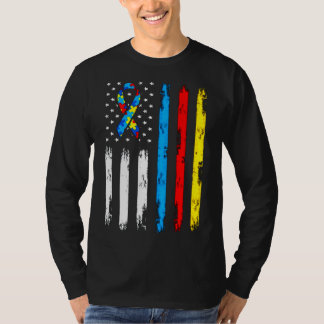 Cool Autismus amerikanisches Flaggenbewusstsein T-Shirt