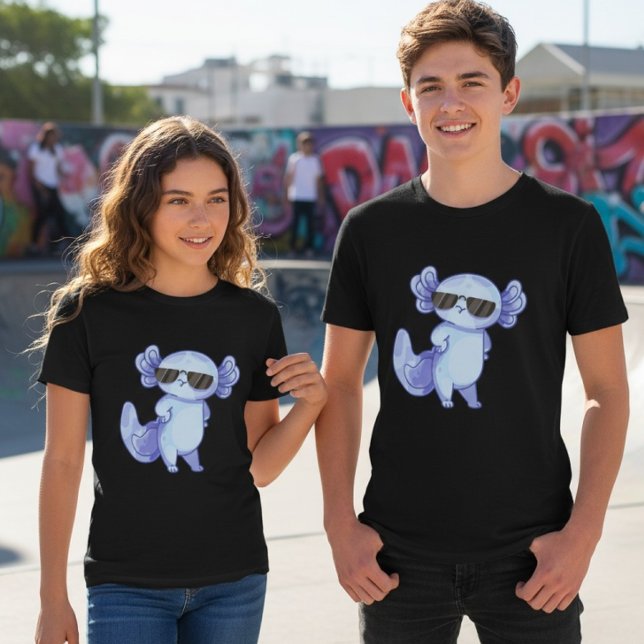 Cool Axolotl Sunglasses Youth Kids T-Shirt Tri-Blend Shirt (Von Creator hochgeladen)