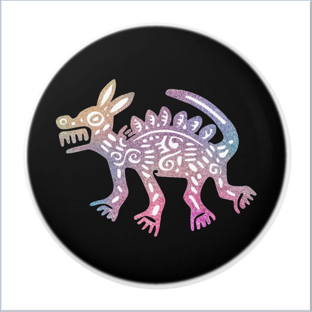 Cool Aztec Inspiriert Multicolor Dog Keramikknauf (Von Creator hochgeladen)