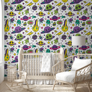 Cool baby boyspace außerirdisch gefliest tapete