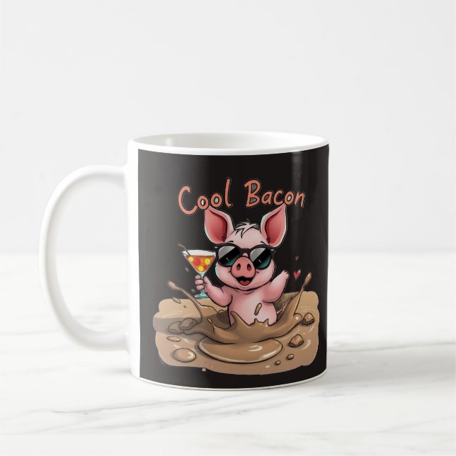 "Cool Bacon" Ferkel in Sonnenbrille Kaffeetasse (Links)