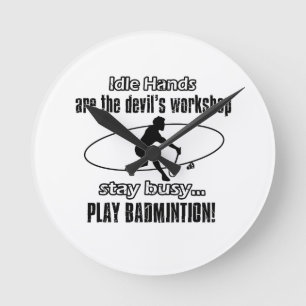 Cool badminton designs runde wanduhr