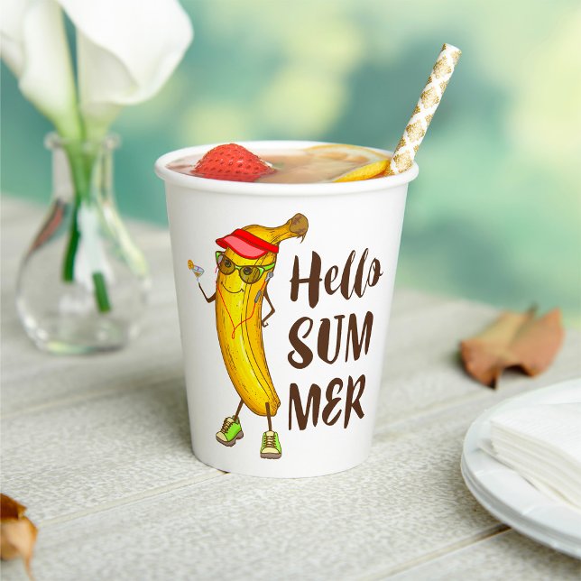 Cool Banana Hallo Sommer Funny Tropical Frucht Pappbecher (Von Creator hochgeladen)
