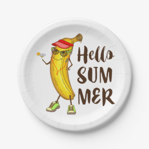Cool Banana Hallo Sommer Funny Tropical Frucht Pappteller
