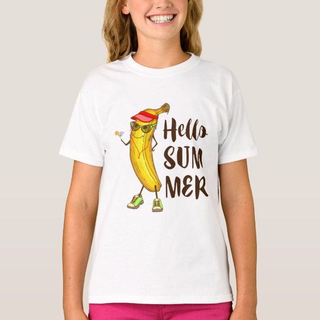 Cool Banana Hallo Sommer Funny Tropical Frucht T-Shirt (Vorderseite)
