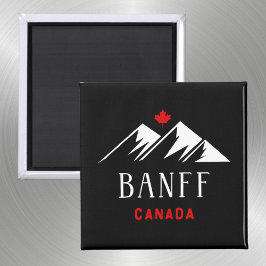 Cool Banff Canada Mountains Maple Leaf Dark Color Magnet