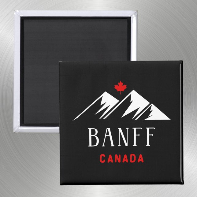 Cool Banff Canada Mountains Maple Leaf Dark Color Magnet (Von Creator hochgeladen)