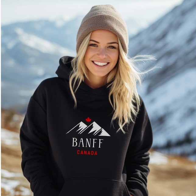 Cool Banff Canada Mountains Maple Leaf Dunkle Farb Hoodie (Von Creator hochgeladen)