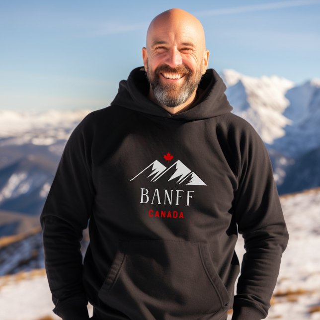Cool Banff Canada Mountains Maple Leaf Dunkle Farb Hoodie (Von Creator hochgeladen)