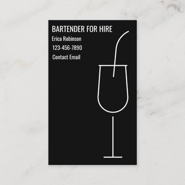 Cool Bartender For Hire Business Cards Visitenkarte (Vorderseite)