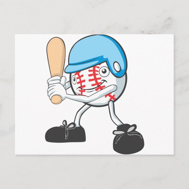 Cool Baseball Batter Cartoon Postkarte (Vorderseite)