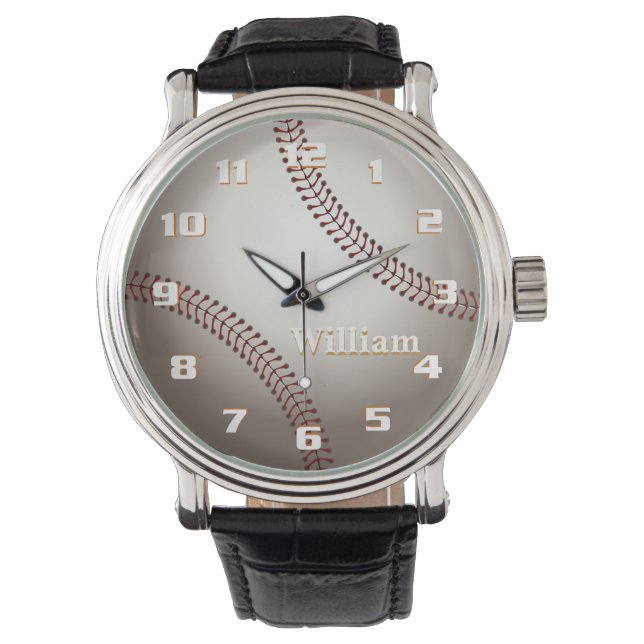 Cool Baseball Monogramm Armbanduhr (Vorderseite)