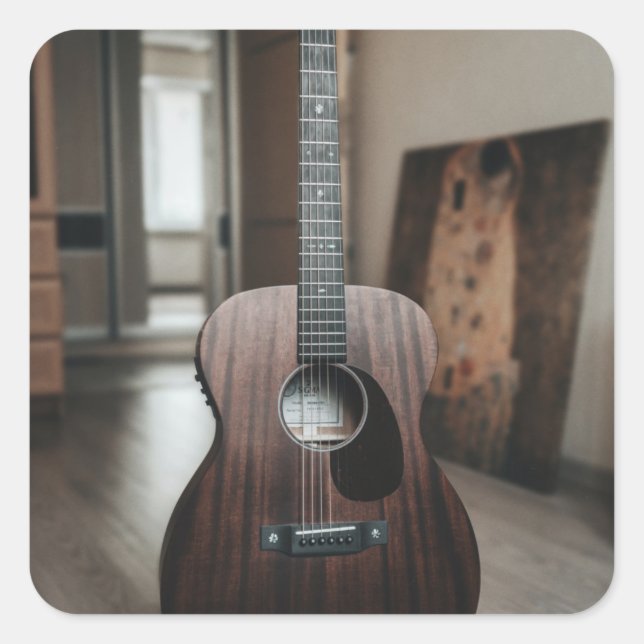 Cool Bass Guitar Quadratischer Aufkleber (Vorderseite)