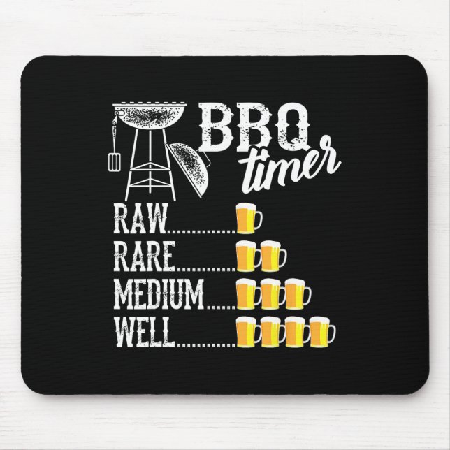 Cool Bbq Timer Raw Rare Medium Well Funny Beer Dri Mousepad (Vorne)