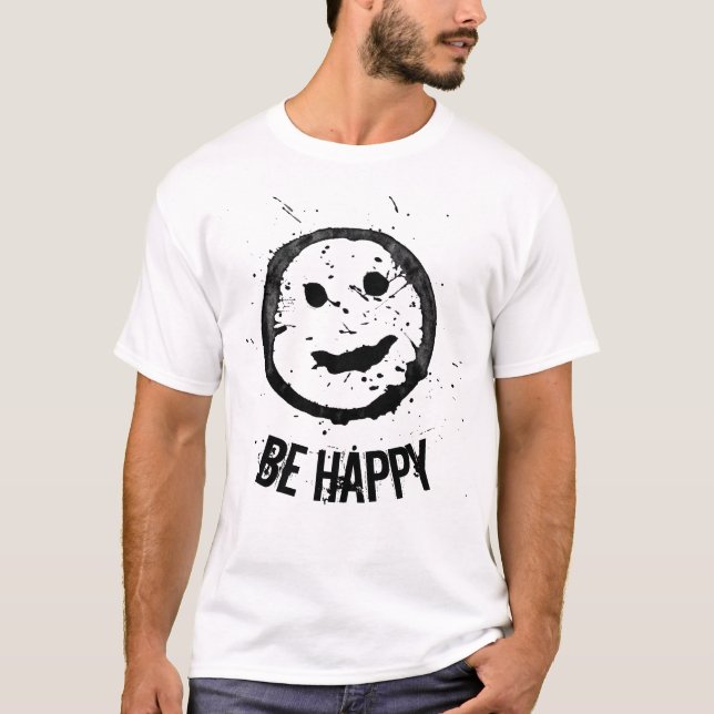 Cool Be Happy Lächeln Gesicht Custom Text T-Shirt (Vorderseite)