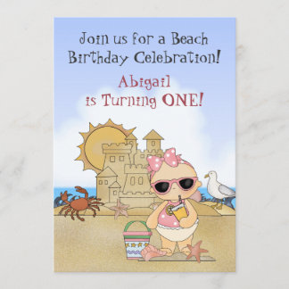 Cool Beach Baby 1. Geburtstag Einladung für Mädche
