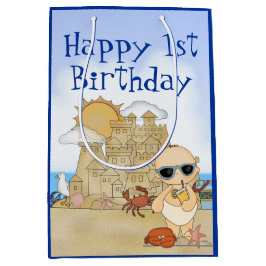 Cool Beach Baby Sandcastle Baby Baby 1. Geburtstag Mittlere Geschenktüte