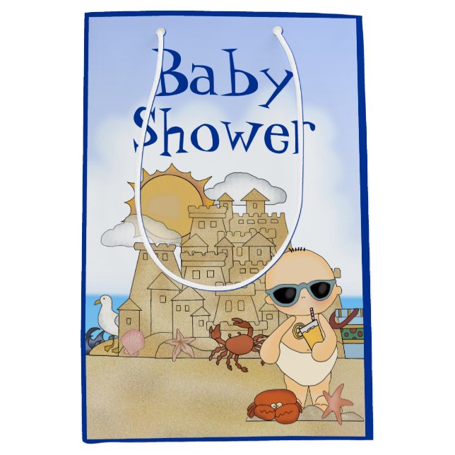 Cool Beach Baby Sandcastle Kinderdusche Mittlere Geschenktüte (Vorderseite)