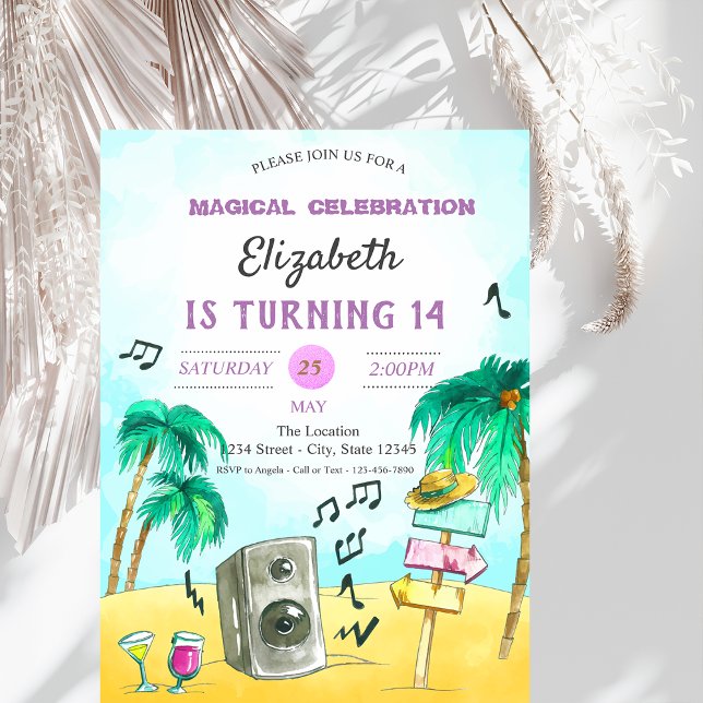 Cool Beach Party Geburtstag Einladung (Von Creator hochgeladen)