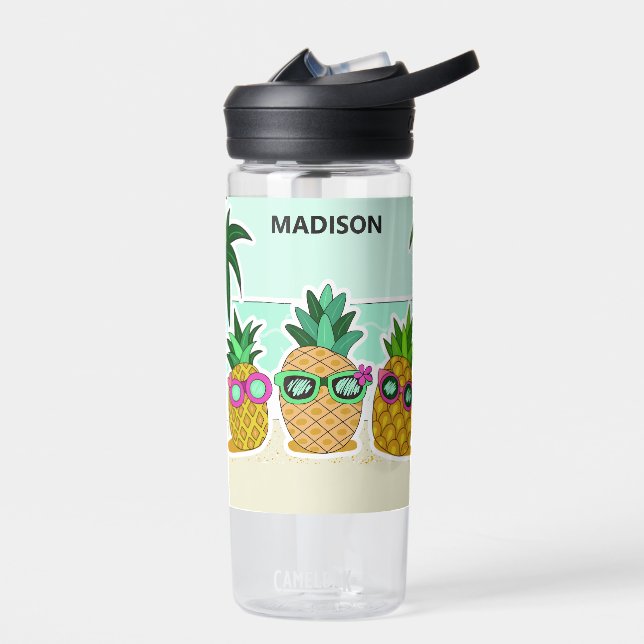 Cool Beach Pineapees individuelle Name Trinkflasche (Links)