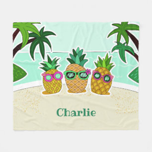 Cool Beach Pineapples individuelle Name Fleece-Dec Fleecedecke