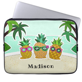 Cool Beach Pineapples individuelle Name Laptop-Ärm Laptopschutzhülle