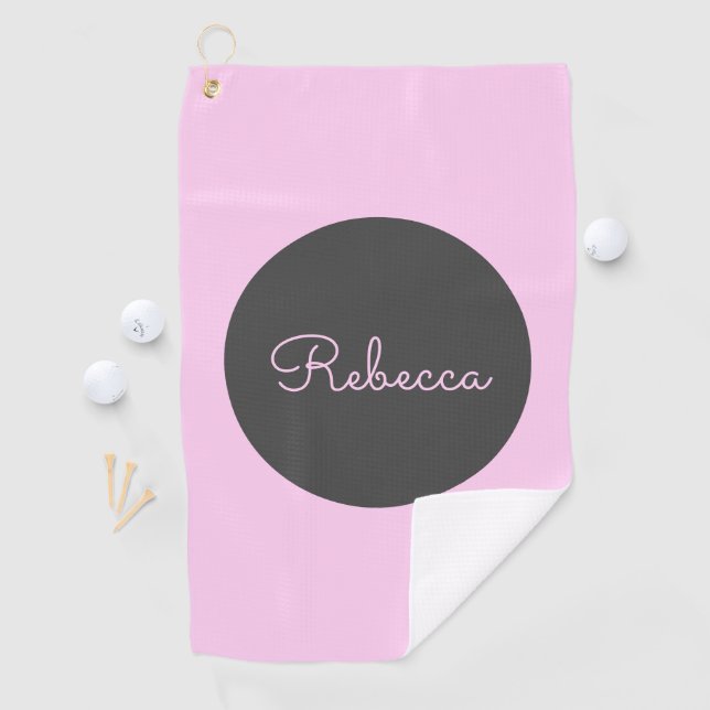 Cool bearbeitbares rosa Retro-Modernes Skriptdesig Golfhandtuch (Insitu)