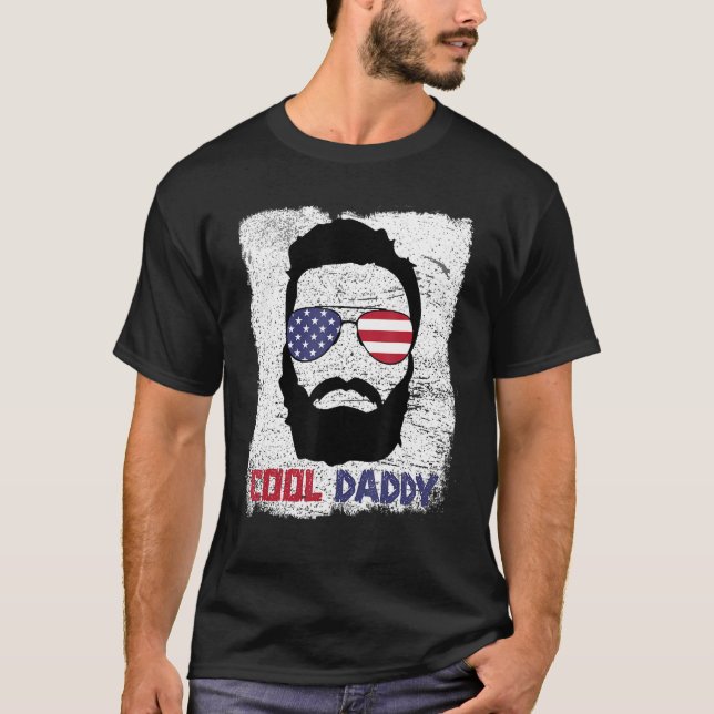 Cool Bearded Daddy Summer 4th of July Funny Cousin T-Shirt (Vorderseite)