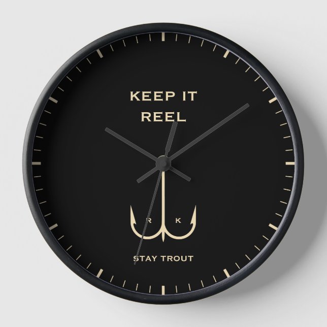 Cool Behalt es Reel Fishing Funny Vatertag Uhr (Vorderseite)