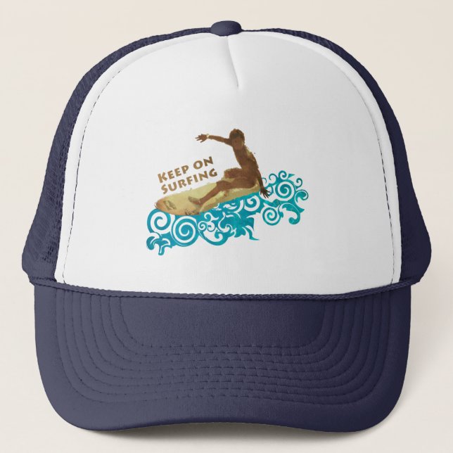 Cool Behalten auf Surfing Summer Surf Cap Truckerkappe (Vorderseite)