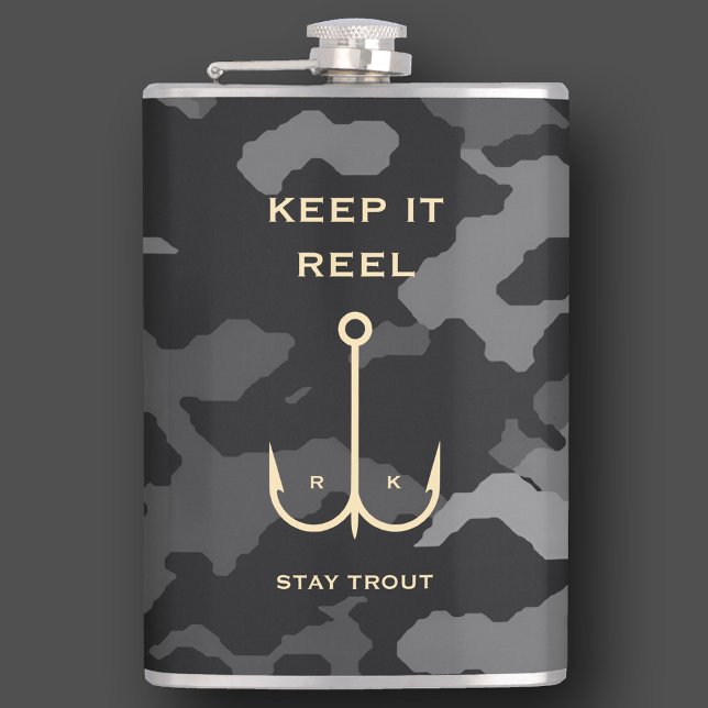 COOL BEHALTEN, ES REEL FISCHEREI VATER'S DAY CAMOU FLACHMANN (COOL KEEP IT REEL FISHING FATHER'S DAY CAMO FLASK
)