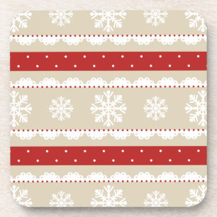 Cool Beige Red White Christmas Pattern Untersetzer