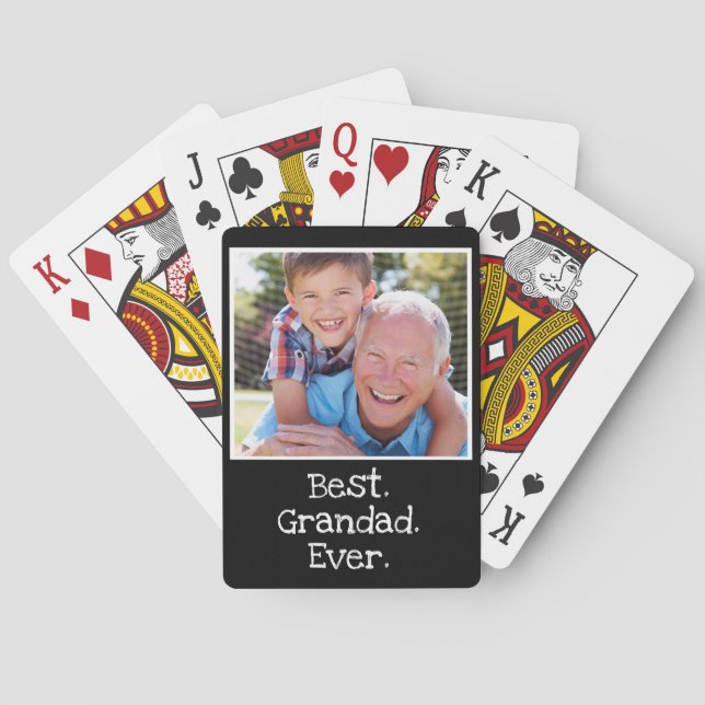 Cool Best Grandad je Foto Personalisiert Schwarz Spielkarten (Rückseite)