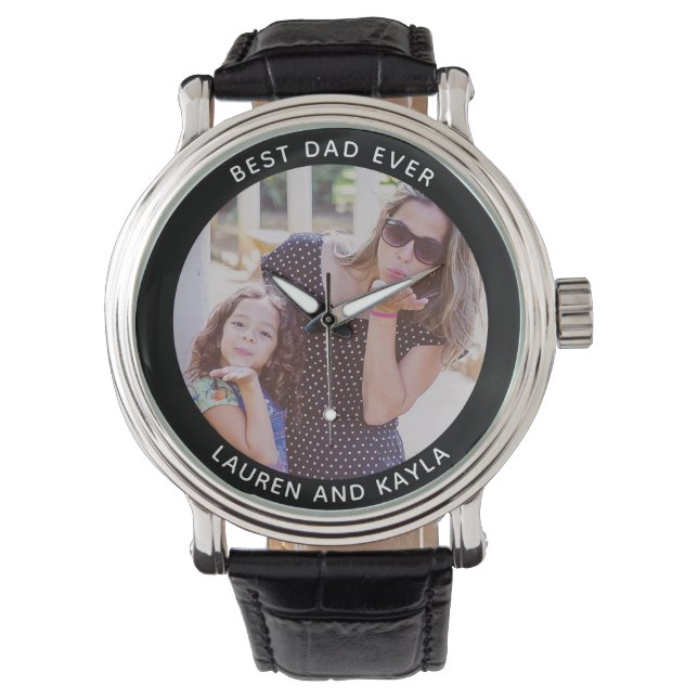 Cool BEST VATER EVER Modernes Vatertag Foto Armbanduhr (Vorderseite)