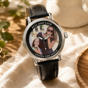 Cool BEST VATER EVER Modernes Vatertag Foto Armbanduhr