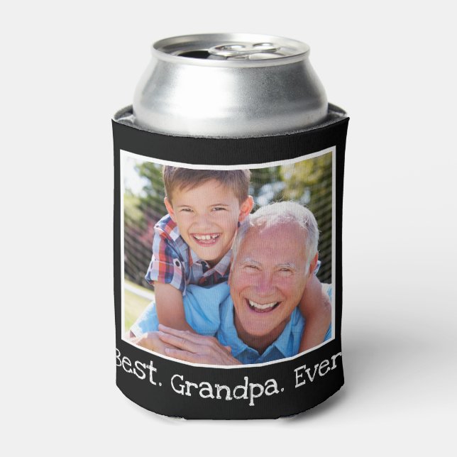 Cool Beste Opa je Foto Personalisiert Schwarz Dosenkühler (Kanne Vorderseite)