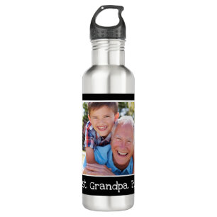 Cool Beste Opa je Foto Personalisiert Schwarz Edelstahlflasche