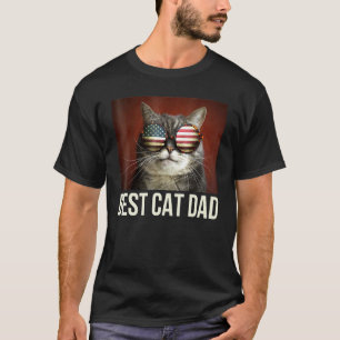 Cool Bester Katzenvater Amerikanische Flagge Sonn T-Shirt