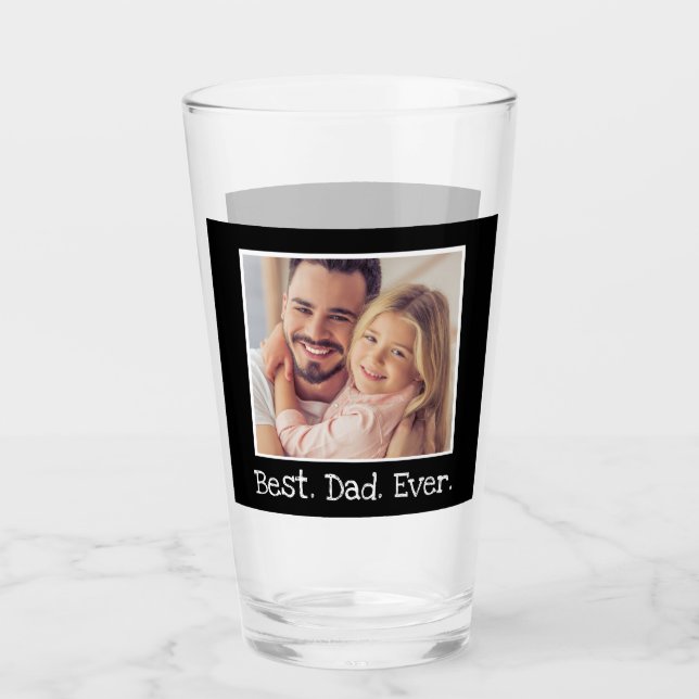 Cool Bester Vater je Foto Personalisiert Schwarz-w Glas (Vorderseite)