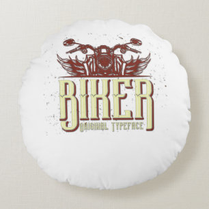 Cool Biker Design - Original Typeface Rundes Kissen